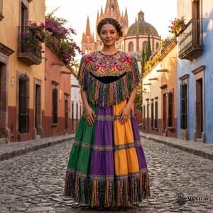 Copied - Cape huipil One of a kind 21 x 13 plus 8 in fringe